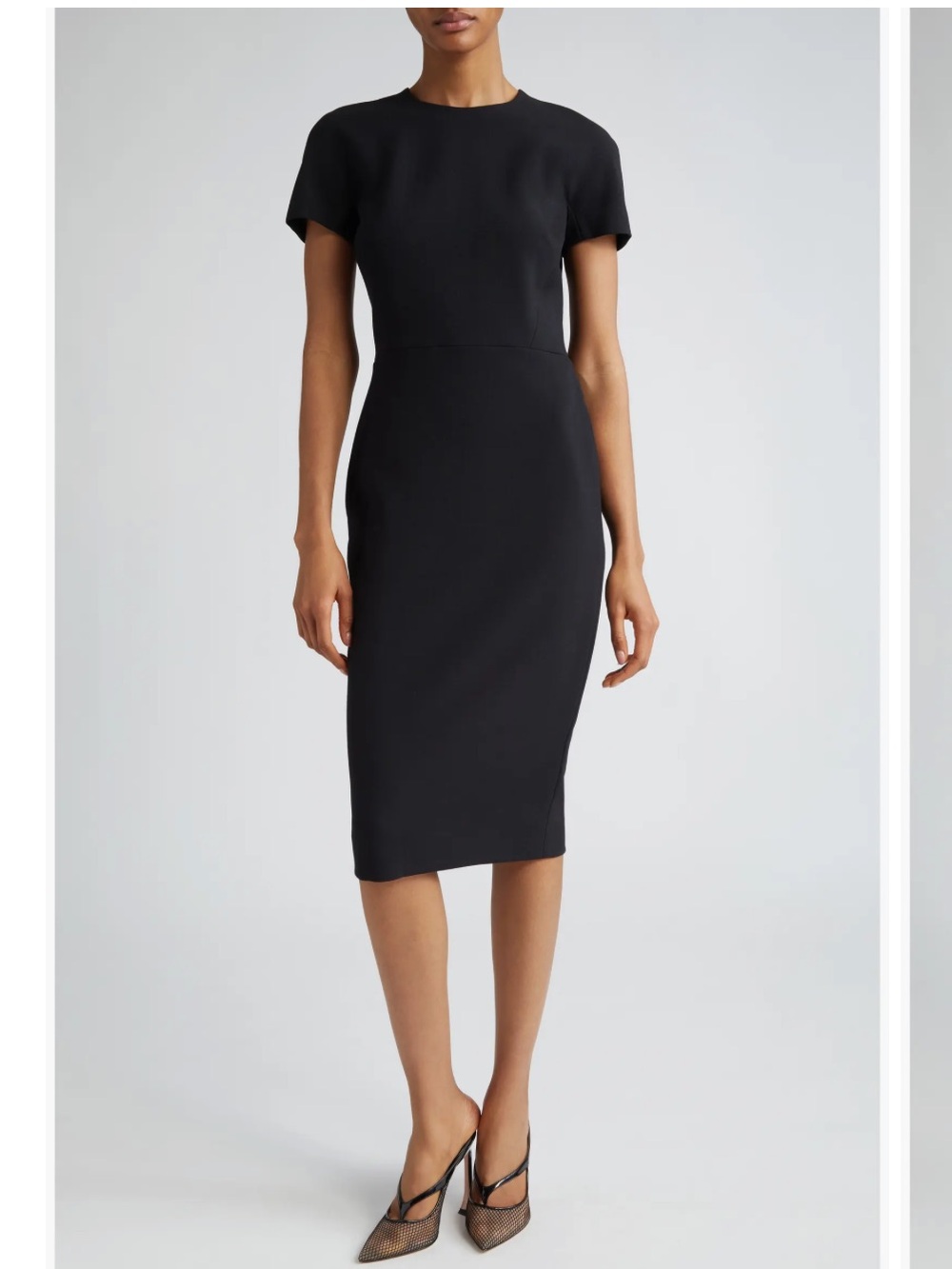 Victoria Beckham Black Midi Crepe Sheath Dress